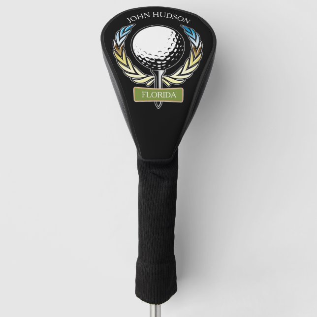 Golf Design with Wreath Monogram Template Head Cover (Front)