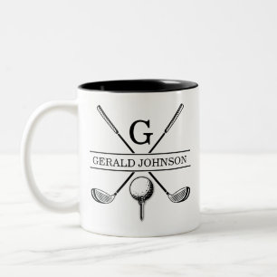 Golf Design with Wreath Monogram Template Two-Tone Coffee Mug