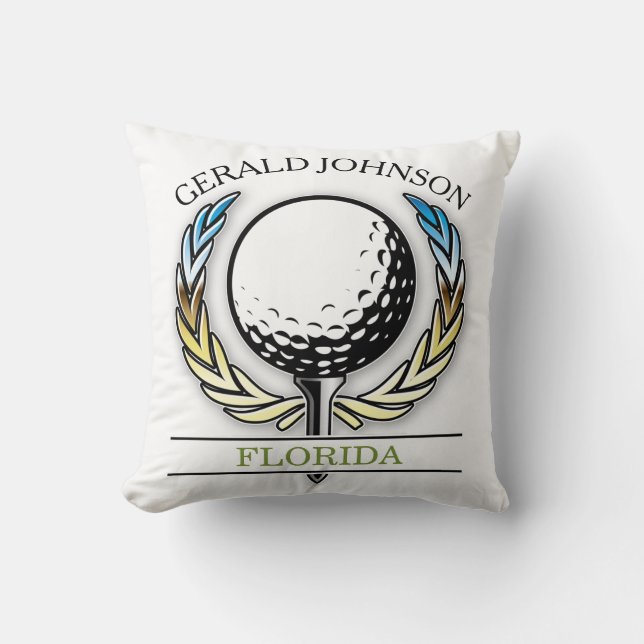 Golf Design with Wreath Template Throw Pillow (Front)