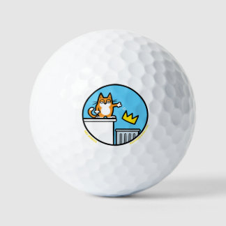 Golf Dessin animé de chat drôle sans roi sur des balles