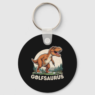 Golf Dinosaur Golfer T-rex Playing Golf Dino Golfi Keychain