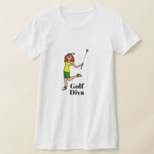 Golf Diva Red Head Auburn Female Golfer T-Shirt