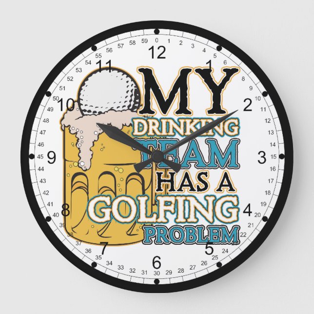 Golf Drinking Team Large Clock (Front)