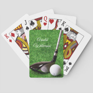 Golf Driver and Ball on Grass personalize Playing Cards