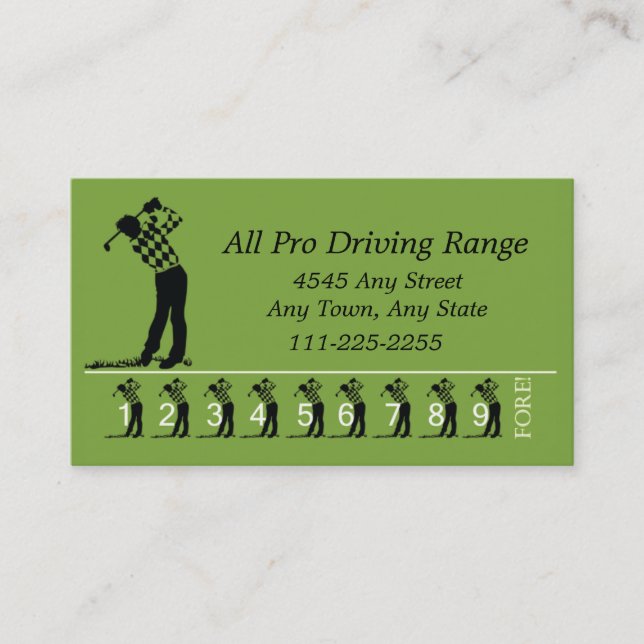 Golf Driving Range - Customer Loyalty Punch Card (Front)