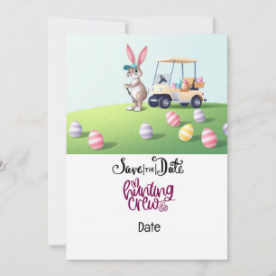 Golf Easter Bunny riding golf cart on golf course Invitation