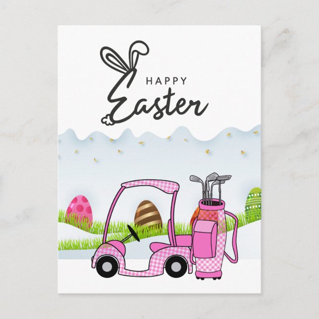 Golf Easter design for golfer   Holiday Postcard (Front)