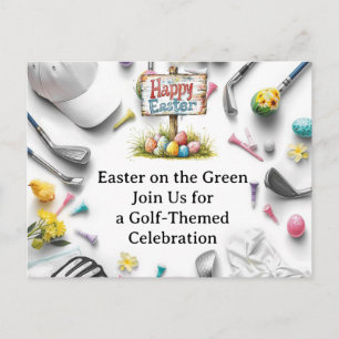 Golf Easter eggs balls and flower Invitation Card