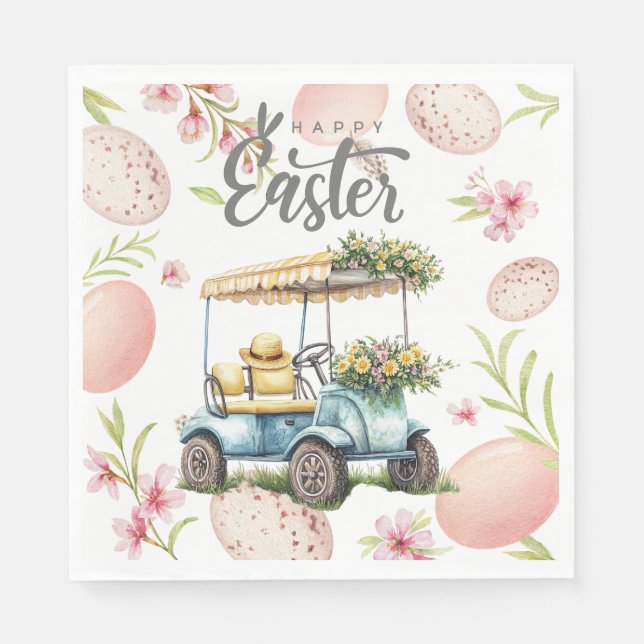 Golf Easter for golfer watercolor Spring Napkin (Front)