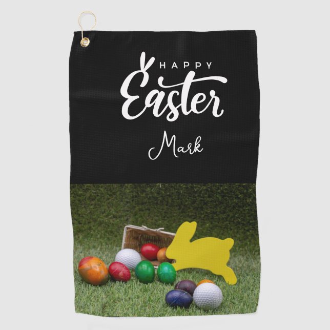 Golf Easter Holiday Golfing Easter Eggs Towel (Front)