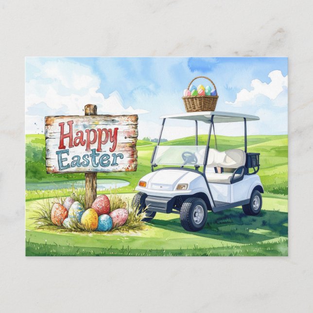 Golf Easter Holiday on putting green Postcard (Front)