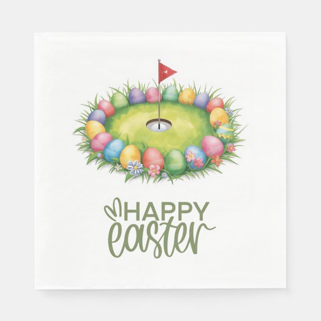 Golf Easter with egg on putting green  Napkin (Front)