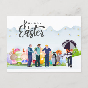 Golf Easter with golf ball and egg for golfer  Holiday Postcard