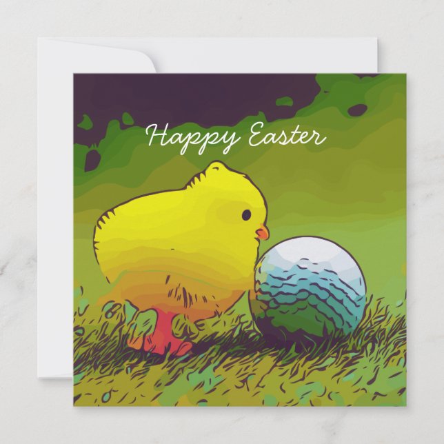Golf Easter with yellow chicken and golf ball (Front)
