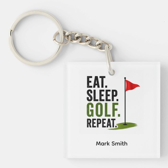 Golf Eat Sleep Golf Repeat Keychain (Front)