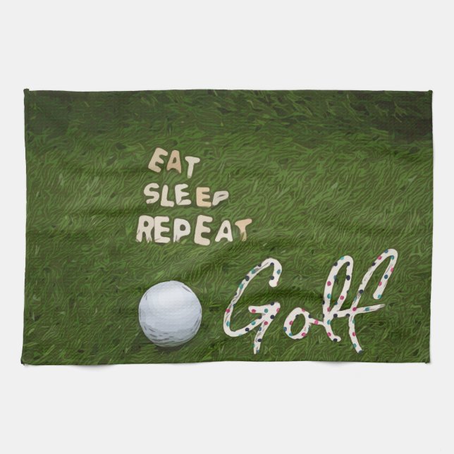 Golf Eat Sleep Serviette de cuisine pour Golfer (Horizontal)