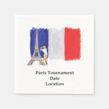 Golf Eiffel tower with French golfer flag France  