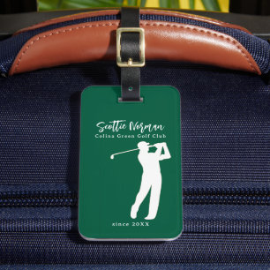 Golf Elegant Golfer Green Luggage Tag