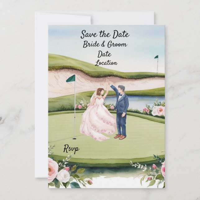 Golf Enregistrer la date Faire-part de mariage Aqu (Devant)