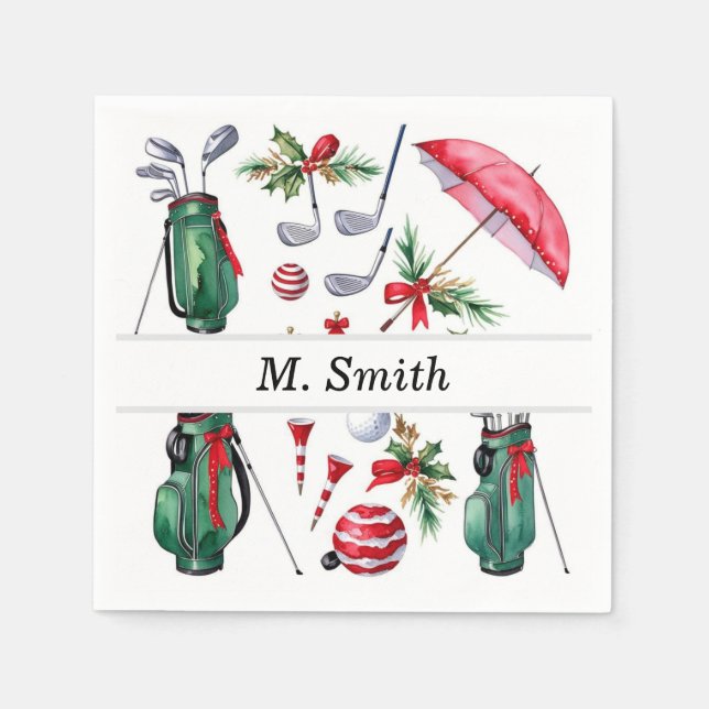 Golf equipment Christmas Decoration golfer party Napkin (Front)