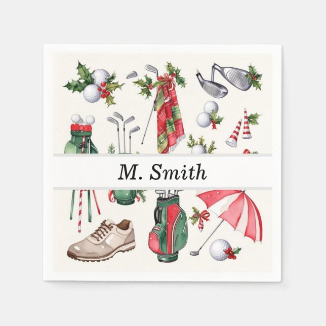 Golf equipment Christmas Decoration golfer party Napkin (Front)