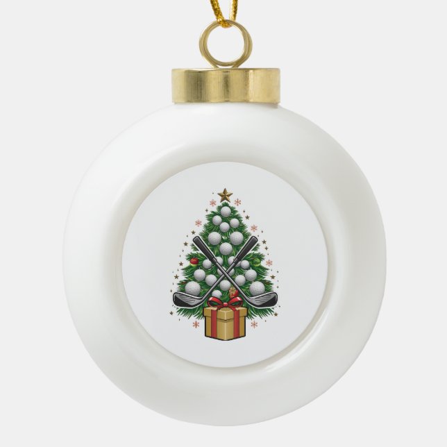 Golf Equipment Christmas Tree Christmas Golf Ceramic Ball Christmas Ornament (Front)