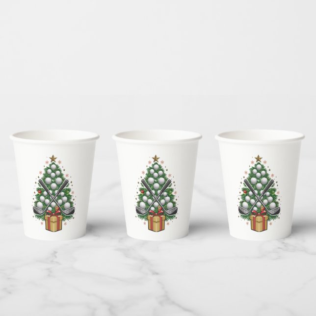 Golf Equipment Christmas Tree Christmas Golf Paper Cups (Multi)