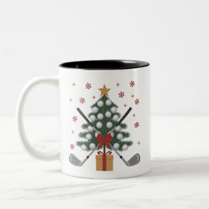 Golf Equipment Christmas Tree Christmas Golf Two-Tone Coffee Mug