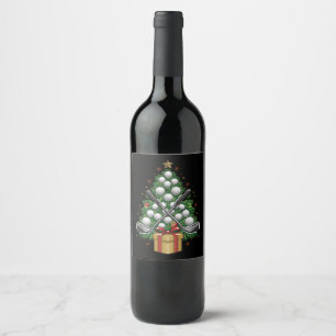 Golf Equipment Christmas Tree Christmas Golf Wine Label