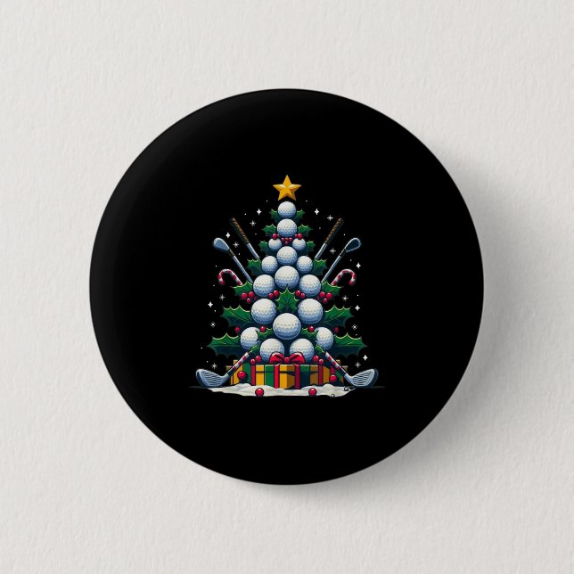 Golf Equipment Christmas Tree Christmas Golfer Wom 2 Inch Round Button (Front)