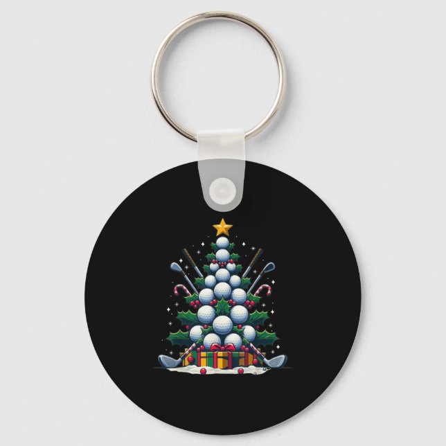 Golf Equipment Christmas Tree Christmas Golfer Wom Keychain (Front)