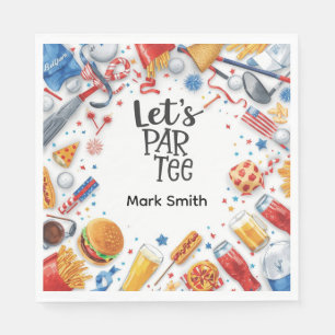 Golf Equipment with Text Let Par Tee Golf Party  Napkin