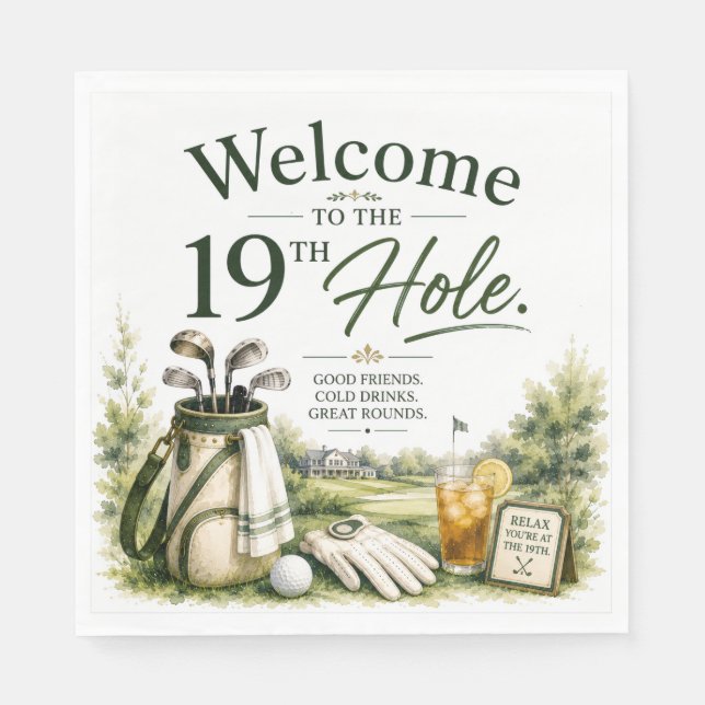 Golf equipment with text on green napkin (Front)
