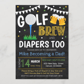 Golf et Baby shower de bière Invitation