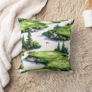Golf Fairway and putting green Throw Pillow