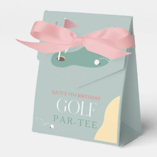 Golf Fairway Pink Flag Bow Girl's Birthday Par-Tee Favor Box