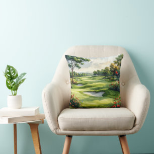 Golf Fairway Throw Pillow