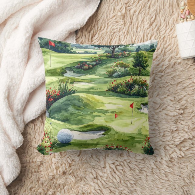 Golf Fairway Throw Pillow (Blanket)