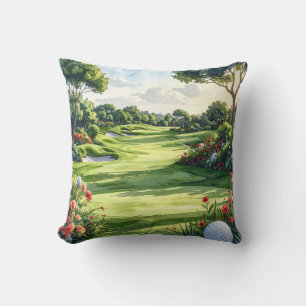 Golf Fairway Throw Pillow