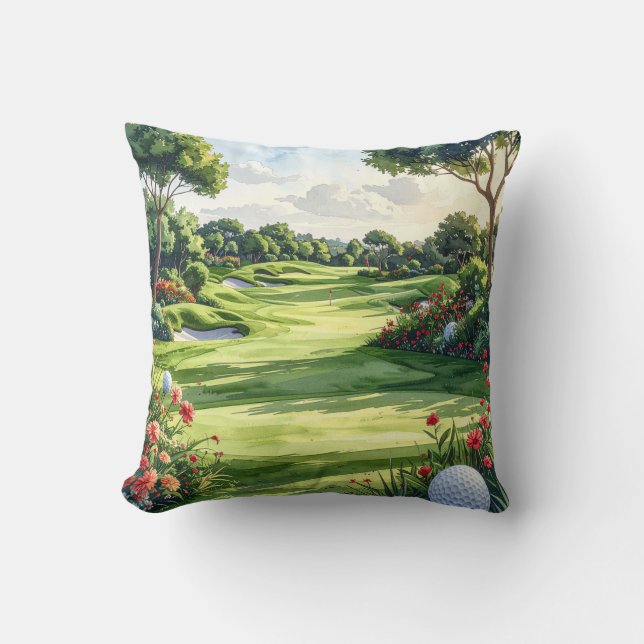 Golf Fairway Throw Pillow (Front)