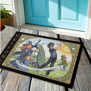 Golf Family, Witch, Rockstar, Peacock, Leprechaun Doormat