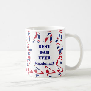 GOLF FAN Best Dad Ever Personalized Union Jack Coffee Mug