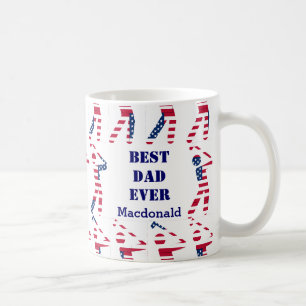 GOLF FAN Best Dad Ever Personalized USA Flag Coffee Mug