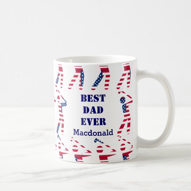 GOLF FAN Best Dad Ever Personalized USA Flag Coffee Mug (Right)
