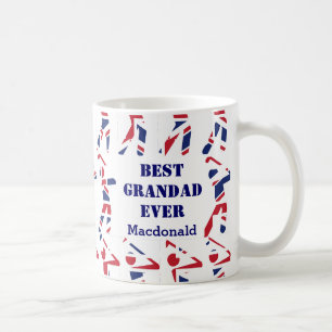 GOLF FAN Best Grandad Ever Personalized Union Jack Coffee Mug