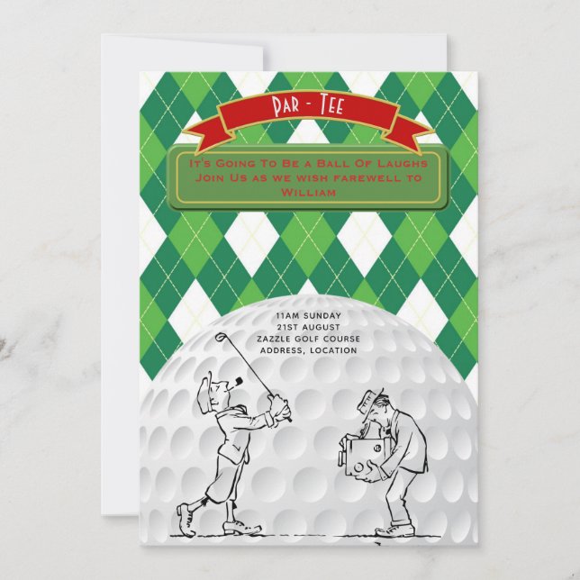 Golf FAREWELL Party Invites Vintage Retro (Front)