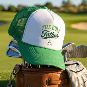 Golf Father Green Vintage Club Design Trucker Hat