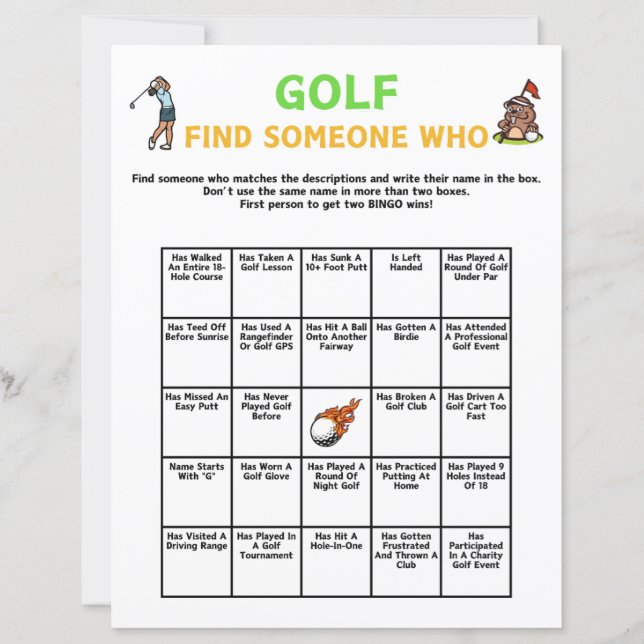 Golf Find Someone Who Game (Front)