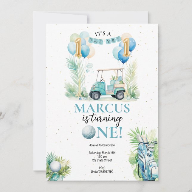 Golf First Birthday Invitation (Front)