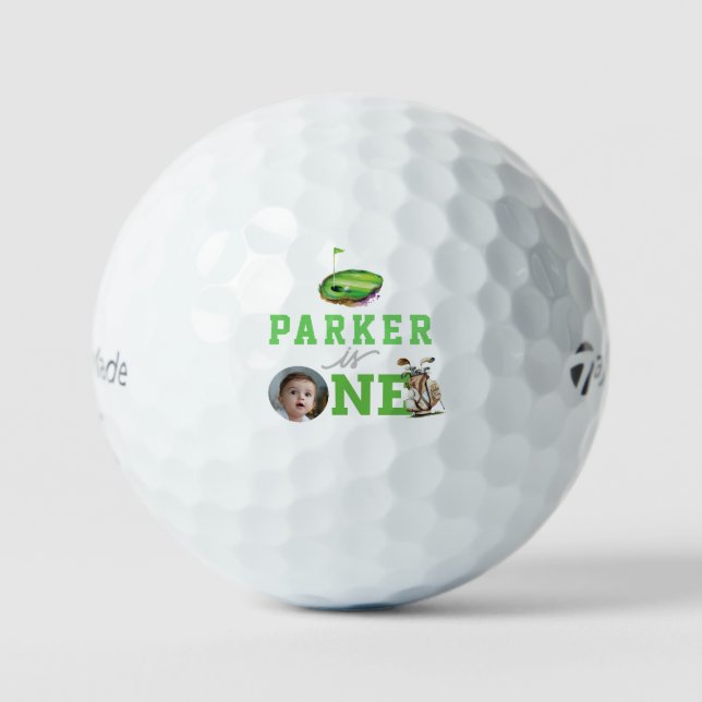 Golf First Birthday Photo Golf Balls (Front)